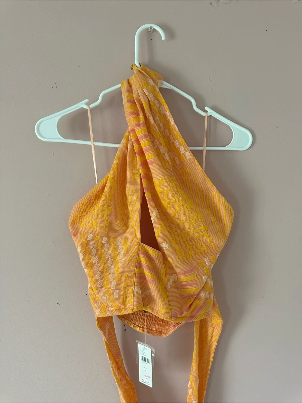 Anthropologie Eva Franco Orange Aztec Halter Wrap Top Crisscross Tie-Waist Top - Picture 2 of 12
